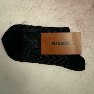 NWT MISSONI ZIGZAG-KNIT METALLIC SOCKS IN BLACK